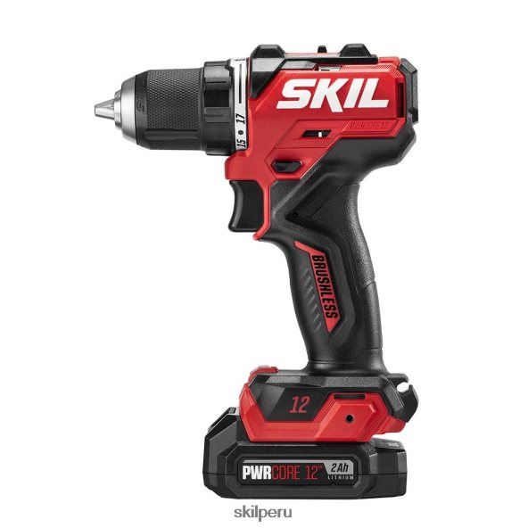 Kit de taladro atornillador compacto pwr core 12 sin escobillas, 12 V, 1/2 pulg. SKIL 0F8J2D5 herramientas