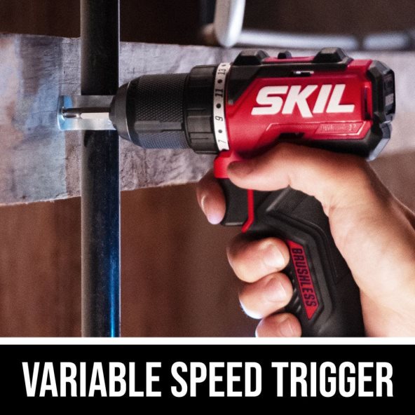 Kit de taladro atornillador compacto pwr core 12 sin escobillas, 12 V, 1/2 pulg. SKIL 0F8J2D5 herramientas