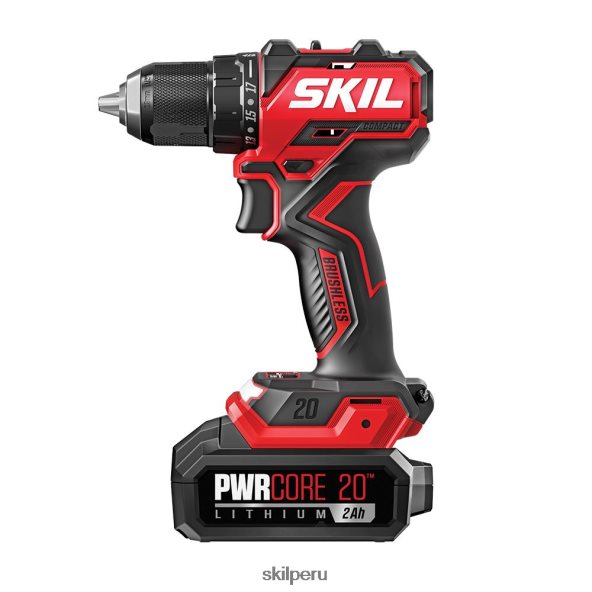Kit de taladro atornillador compacto pwr core 20 sin escobillas, 20 V, 1/2 pulg. SKIL 0F8J2D10 herramientas