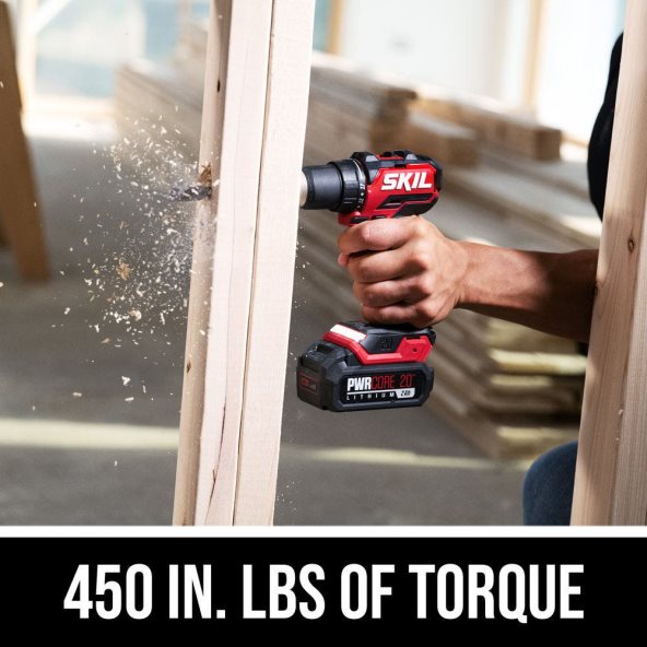 Kit de taladro atornillador compacto pwr core 20 sin escobillas, 20 V, 1/2 pulg. SKIL 0F8J2D10 herramientas