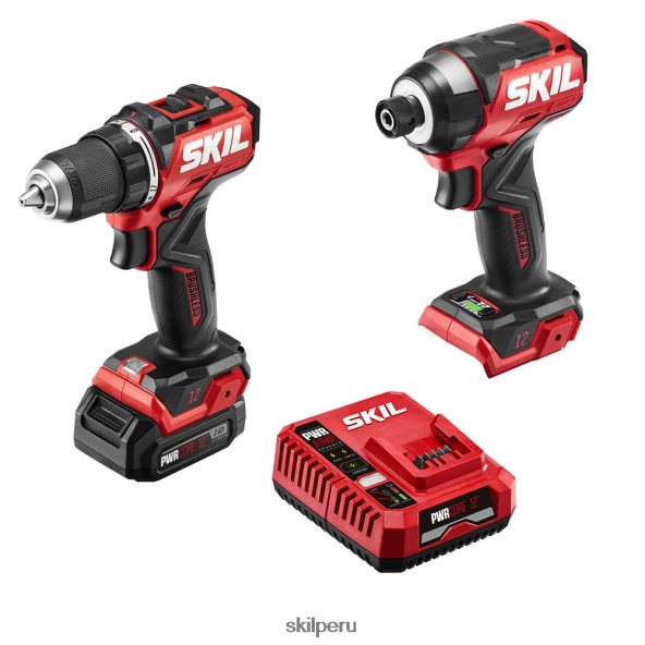 Kit de destornillador de impacto y taladro compacto sin escobillas de 12 V pwr core 12 SKIL 0F8J2D32 herramientas