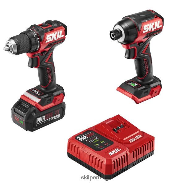Kit de destornillador de impacto y taladro compacto sin escobillas de 20 V pwr core 20 SKIL 0F8J2D31 herramientas