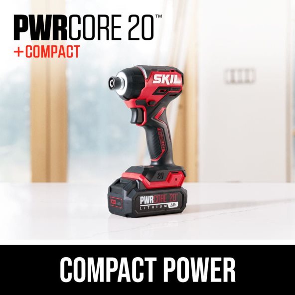pwr core 20 kit de destornillador de impacto hexagonal compacto sin escobillas, 20 V, 1/4 pulg. SKIL 0F8J2D13 herramientas