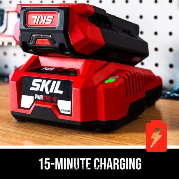 Recortadora de hilo pwr core 40 sin escobillas, 40 V, 15 pulgadas, con kit de carga inteligente SKIL 0F8J2D20 herramientas